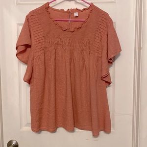 Old Navy Short sleeve maybe pink smocked top with flutter sleeves in size XXL